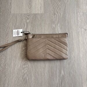 Taupe Leather Wristlet
